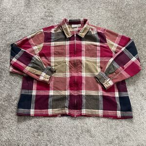 Carolina Zip Up Shirt Womens Plus 20W Red Plaid Copy Right Long Sleeve Ladies